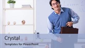  Presentation with anatomy - Beautiful theme featuring young lecturer teacher teaching anatomy backdrop and a light blue colored foreground