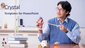  Presentation with anatomy - Theme with young lecturer teacher teaching anatomy background and a sky blue colored foreground