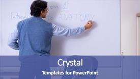  Presentation with anatomy - Theme with young lecturer teacher teaching anatomy background and a ocean colored foreground