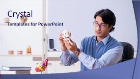  Presentation with teaching - Cool new slide deck with young lecturer teacher teaching anatomy backdrop and a sky blue colored foreground