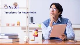  Presentation with anatomy - Colorful presentation design enhanced with young lecturer teacher teaching anatomy backdrop and a sky blue colored foreground