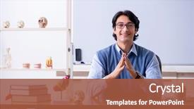  Presentation with anatomy - PPT theme having young lecturer teacher teaching anatomy background and a red colored foreground