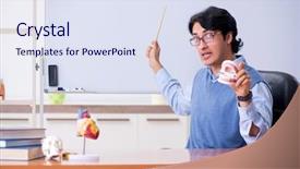  Presentation with anatomy - Slide deck having young lecturer teacher teaching anatomy background and a sky blue colored foreground