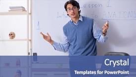  Presentation with anatomy - Cool new slide deck with young lecturer teacher teaching anatomy backdrop and a ocean colored foreground