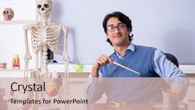  Presentation with anatomy - Cool new slides with young lecturer teacher teaching anatomy backdrop and a soft green colored foreground