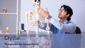  Presentation with teaching - PPT theme consisting of young lecturer teacher teaching anatomy background and a teal colored foreground