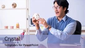  Presentation with anatomy - PPT theme featuring young lecturer teacher teaching anatomy background and a light blue colored foreground