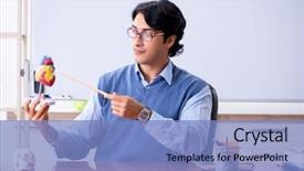  Presentation with anatomy - Colorful slide deck enhanced with young lecturer teacher teaching anatomy backdrop and a light blue colored foreground