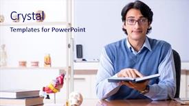  Presentation with teaching - Theme having young lecturer teacher teaching anatomy background and a sky blue colored foreground