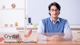  Presentation with anatomy - Slide deck with young lecturer teacher teaching anatomy background and a coral colored foreground