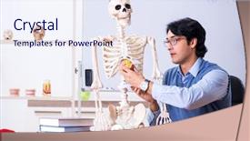  Presentation with anatomy - Audience pleasing PPT theme consisting of young lecturer teacher teaching anatomy backdrop and a sky blue colored foreground