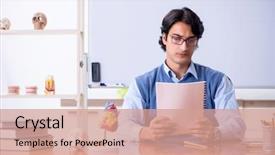  Presentation with teaching - Presentation design featuring young lecturer teacher teaching anatomy background and a coral colored foreground