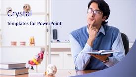  Presentation with teaching - Colorful PPT theme enhanced with young lecturer teacher teaching anatomy backdrop and a sky blue colored foreground