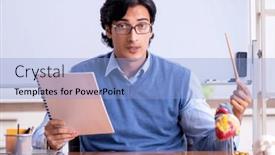  Presentation with anatomy - Presentation theme having young-lecturer-teacher-teaching-anatomy and a  colored foreground