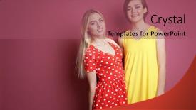  Presentation with hai color - Presentation design with young lesbian couple on color background and a violet colored foreground