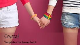  Presentation with catholic couple silhouette of young - Beautiful PPT theme featuring young lesbian couple on color backdrop and a violet colored foreground