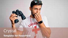  Presentation with lifeguard - Beautiful presentation featuring young-lifeguard-man-with-beard backdrop and a coral colored foreground