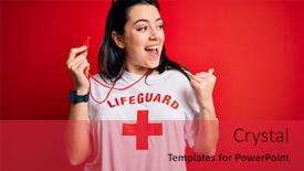  Presentation with lifeguard - Amazing presentation theme having young-lifeguard-woman-wearing-guard backdrop and a red colored foreground