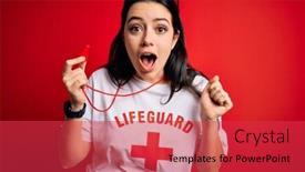  Presentation with whistle - Amazing presentation theme having young-lifeguard-woman-wearing-guard backdrop and a red colored foreground