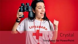  Presentation with lifeguard - Amazing presentation having young-lifeguard-woman-wearing-secury backdrop and a red colored foreground