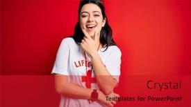  Presentation with lifeguard - Slide set featuring young-lifeguard-woman-wearing-secury background and a crimson colored foreground