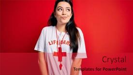  Presentation with lifeguard - Presentation design enhanced with young-lifeguard-woman-wearing-secury background and a red colored foreground