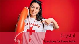  Presentation with lifeguard - Slides with young-lifeguard-woman-wearing-secury background and a red colored foreground