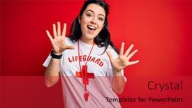  Presentation with lifeguard - Cool new slides with young-lifeguard-woman-wearing-secury backdrop and a red colored foreground