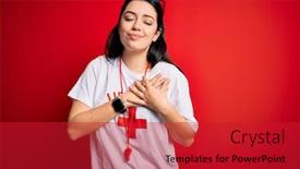  Presentation with lifeguard - Amazing PPT layouts having young-lifeguard-woman-wearing-secury backdrop and a crimson colored foreground