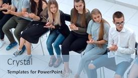  Presentation with business training - Audience pleasing slide set consisting of young-listeners-of-business-training backdrop and a light blue colored foreground