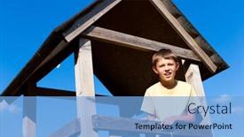  Presentation with blue sky - Theme with young-little-boy-is-standing background and a light blue colored foreground