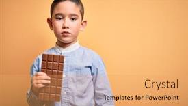  Presentation with chocolate dessert - Cool new theme with young-little-boy-kid-eating backdrop and a yellow colored foreground