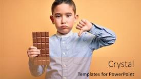  Presentation with angry kid - Colorful presentation theme enhanced with young-little-boy-kid-eating backdrop and a coral colored foreground