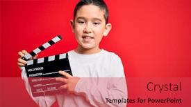  Presentation with director - Presentation with young-little-boy-kid-filming background and a red colored foreground