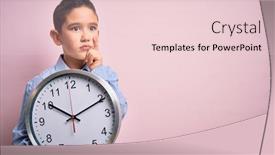  Presentation with minute - PPT theme with young-little-boy-kid-holding background and a lemonade colored foreground