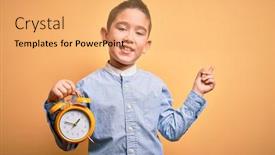  Presentation with classic - Beautiful slide set featuring young-little-boy-kid-holding backdrop and a yellow colored foreground