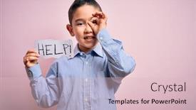  Presentation with sing - Amazing PPT theme having young-little-boy-kid-holding backdrop and a lemonade colored foreground