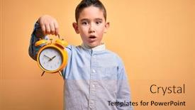  Presentation with clock face - Presentation having young-little-boy-kid-holding background and a yellow colored foreground