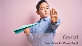  Presentation with defense - Colorful slide deck enhanced with young-little-boy-kid-holding backdrop and a soft green colored foreground