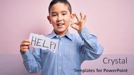  Presentation with paper - Colorful theme enhanced with young-little-boy-kid-holding backdrop and a light blue colored foreground