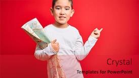  Presentation with destination - PPT theme having young-little-boy-kid-looking background and a red colored foreground