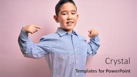  Presentation with elegant - PPT layouts enhanced with young-little-boy-kid-wearing background and a soft green colored foreground
