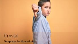  Presentation with angry kid - Slide set enhanced with young-little-boy-kid-wearing background and a gold colored foreground