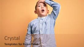  Presentation with elegant - Slide deck featuring young-little-boy-kid-wearing background and a gold colored foreground