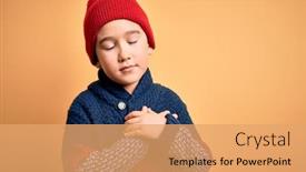  Presentation with wool - PPT layouts having young-little-boy-kid-wearing background and a coral colored foreground