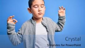  Presentation with sport blue - Audience pleasing presentation theme consisting of young-little-boy-kid-wearing backdrop and a teal colored foreground