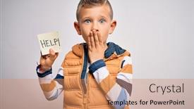  Presentation with violence - Beautiful presentation design featuring young-little-caucasian-kid-asking backdrop and a coral colored foreground