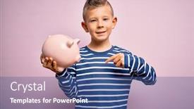  Presentation with banking - Audience pleasing PPT layouts consisting of young-little-caucasian-kid-banking backdrop and a ocean colored foreground