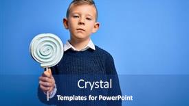  Presentation with sweet candy - Slide set with young-little-caucasian-kid-eating background and a ocean colored foreground