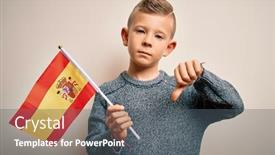  Presentation with angry kid - Cool new PPT layouts with young-little-caucasian-kid-flag backdrop and a gray colored foreground